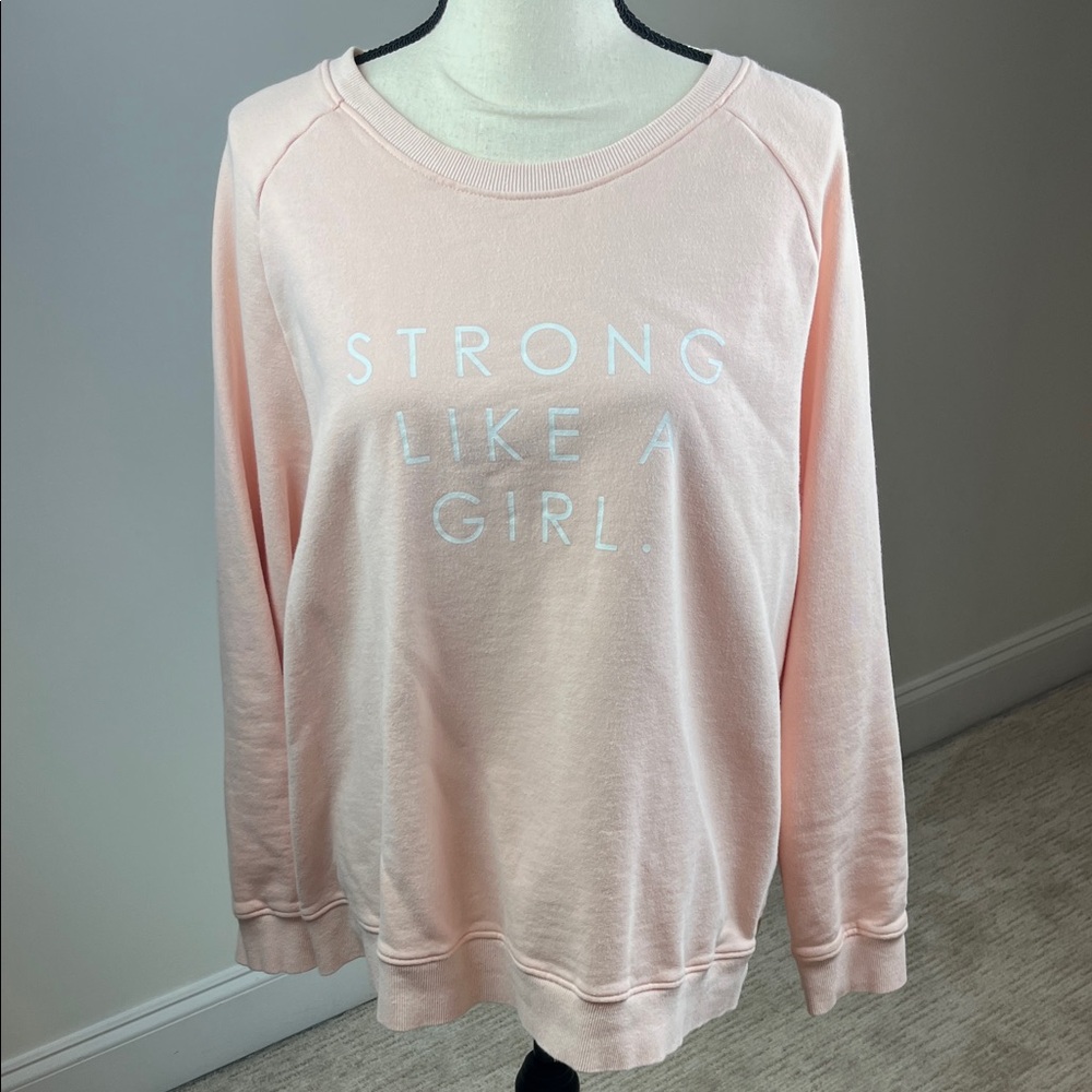 The Minimalist Apparel Strong Like a Girl Pink Oversized Sweatshirt Womenโs XL
